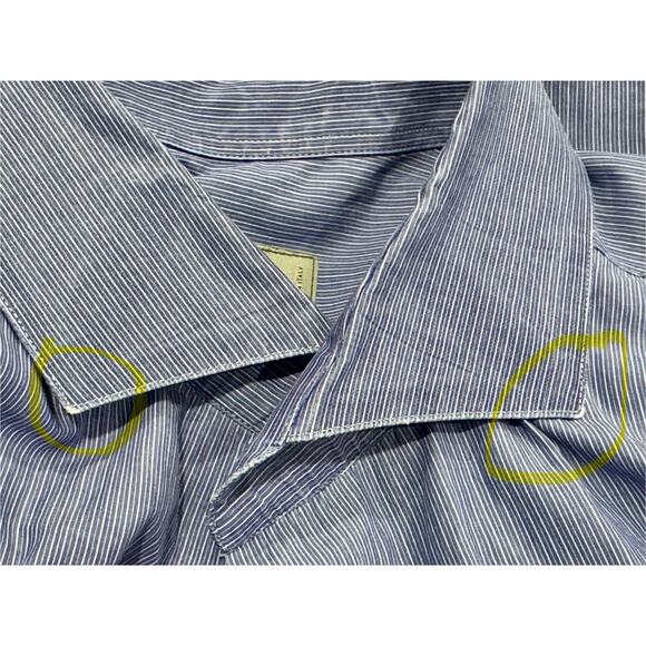 Canali 1934 Mens Blue Striped Dress Shirt Size 44 17.5 Made In Italy - Picture 4 of 5